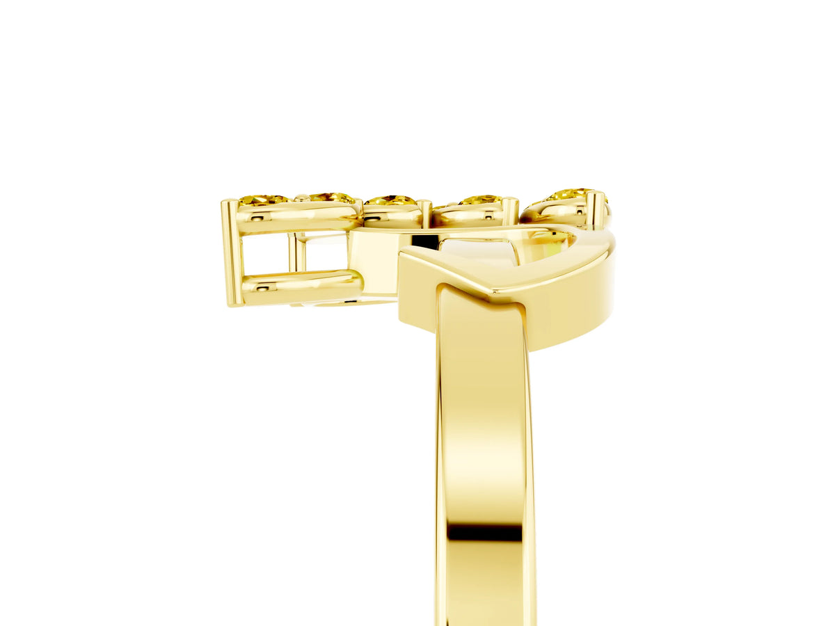 Marquise Yellow Sapphire Floral Cluster Bypass Ring in Yellow gold with Prong Setting_5