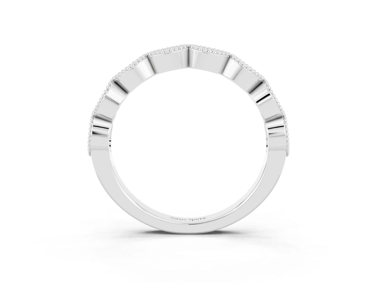 Marquise Yellow Sapphire Milgrain Half Eternity Band in Platinum with Bezel Setting_3