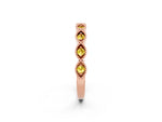 Marquise Yellow Sapphire Milgrain Half Eternity Band in Rose gold with Bezel Setting_2