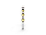 Marquise Yellow Sapphire Milgrain Half Eternity Band in White gold with Bezel Setting_2