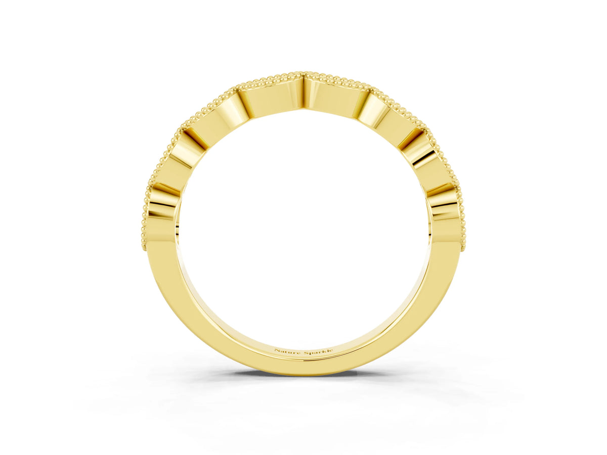 Marquise Yellow Sapphire Milgrain Half Eternity Band in Yellow gold with Bezel Setting_3