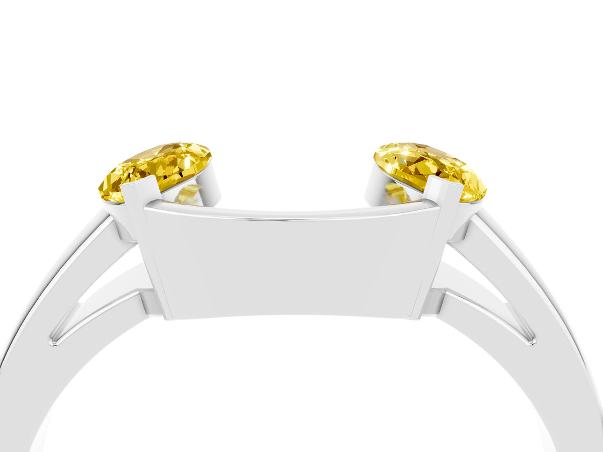 Marquise Yellow Sapphire Open Band Ring in Platinum with Tension Setting_4