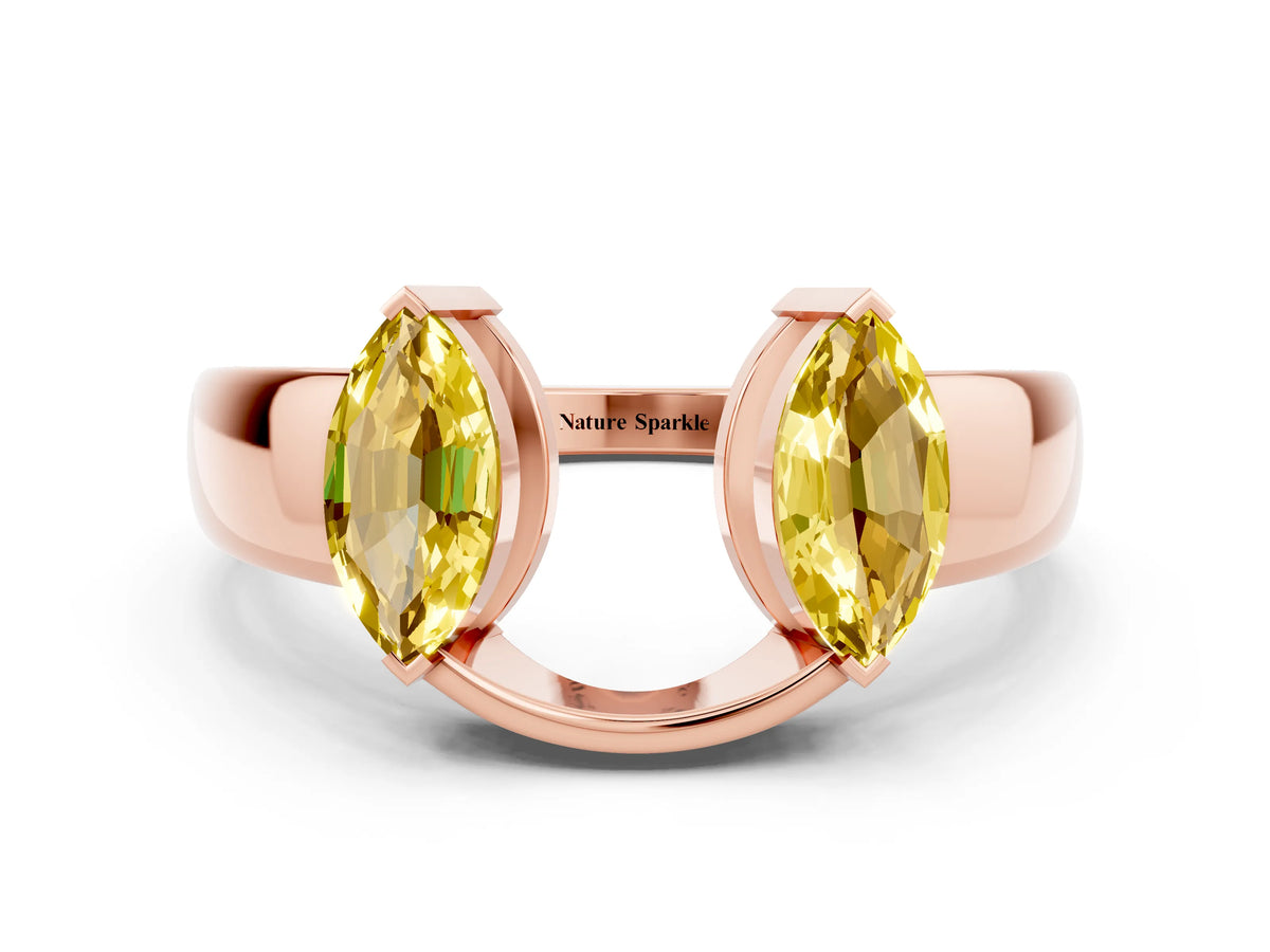 Marquise Yellow Sapphire Open Band Ring in Rose gold with Tension Setting
