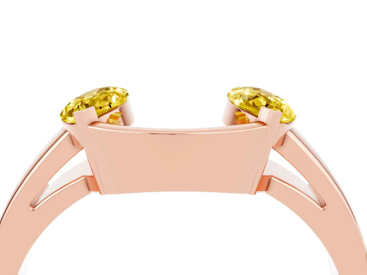 Marquise Yellow Sapphire Open Band Ring in Rose gold with Tension Setting_4