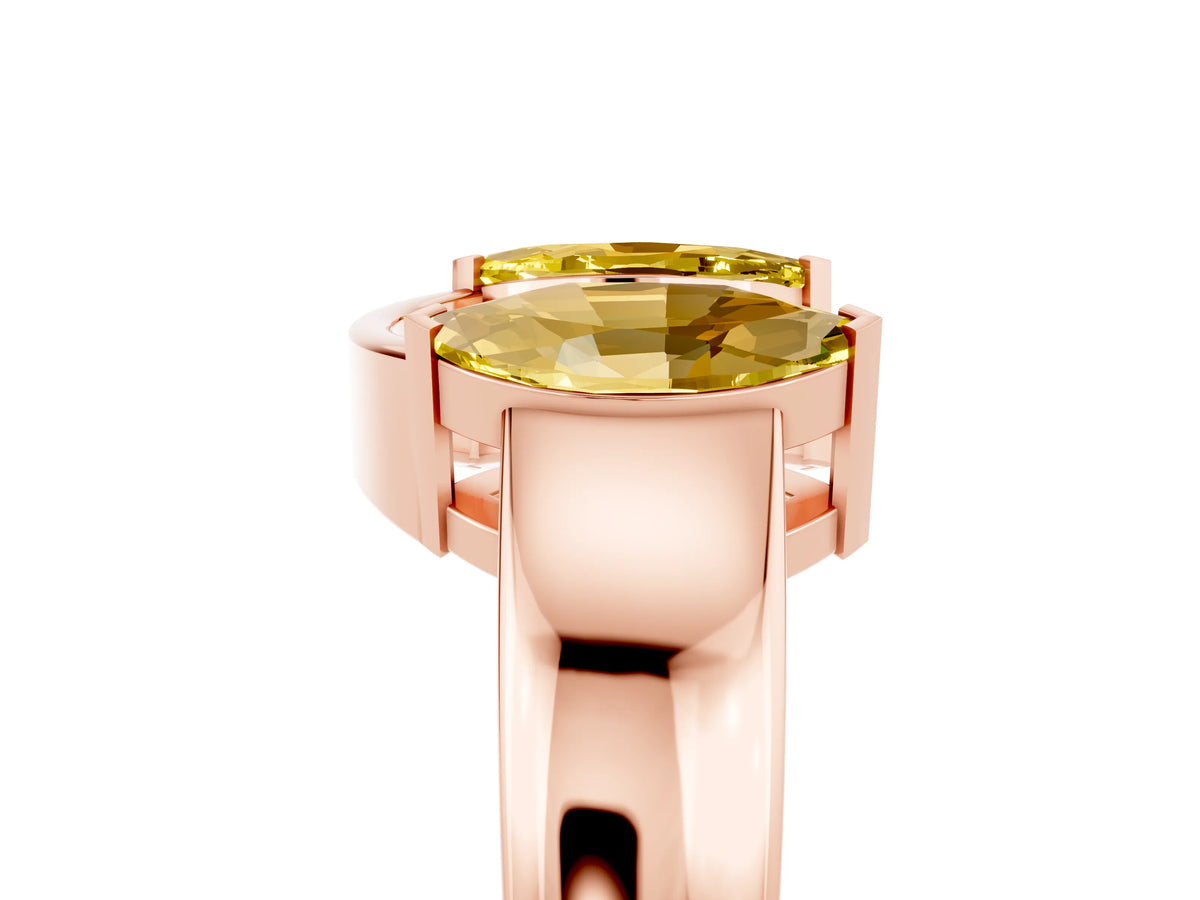 Marquise Yellow Sapphire Open Band Ring in Rose gold with Tension Setting_5