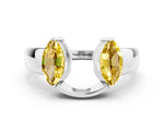 Marquise Yellow Sapphire Open Band Ring in Silver with Tension Setting