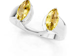 Marquise Yellow Sapphire Open Band Ring in Silver with Tension Setting_1