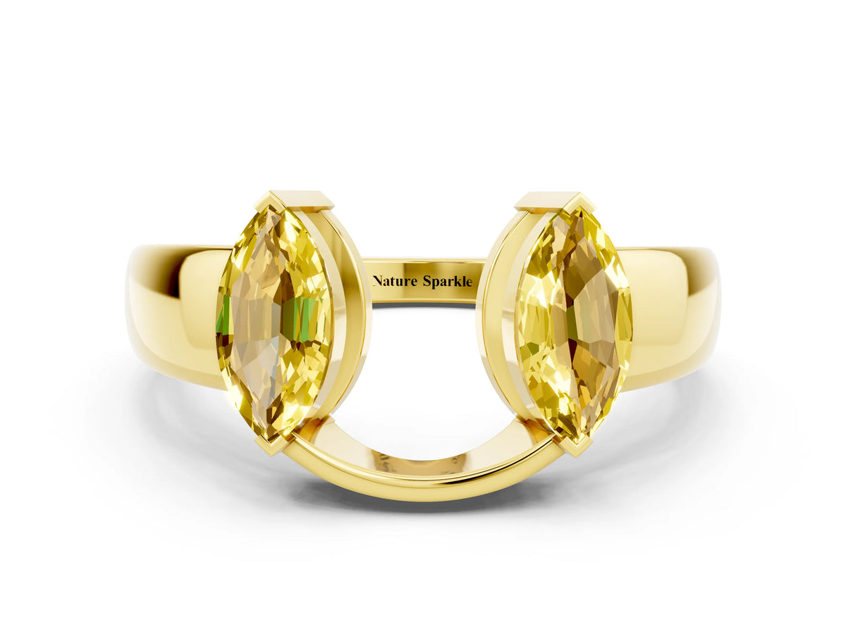 Marquise Yellow Sapphire Open Band Ring in Yellow gold with Tension Setting