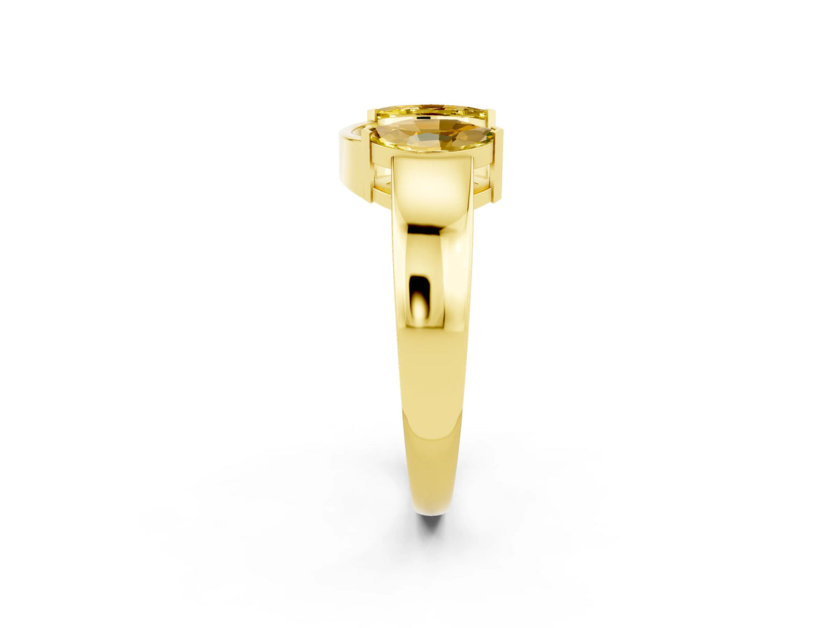 Marquise Yellow Sapphire Open Band Ring in Yellow gold with Tension Setting_2