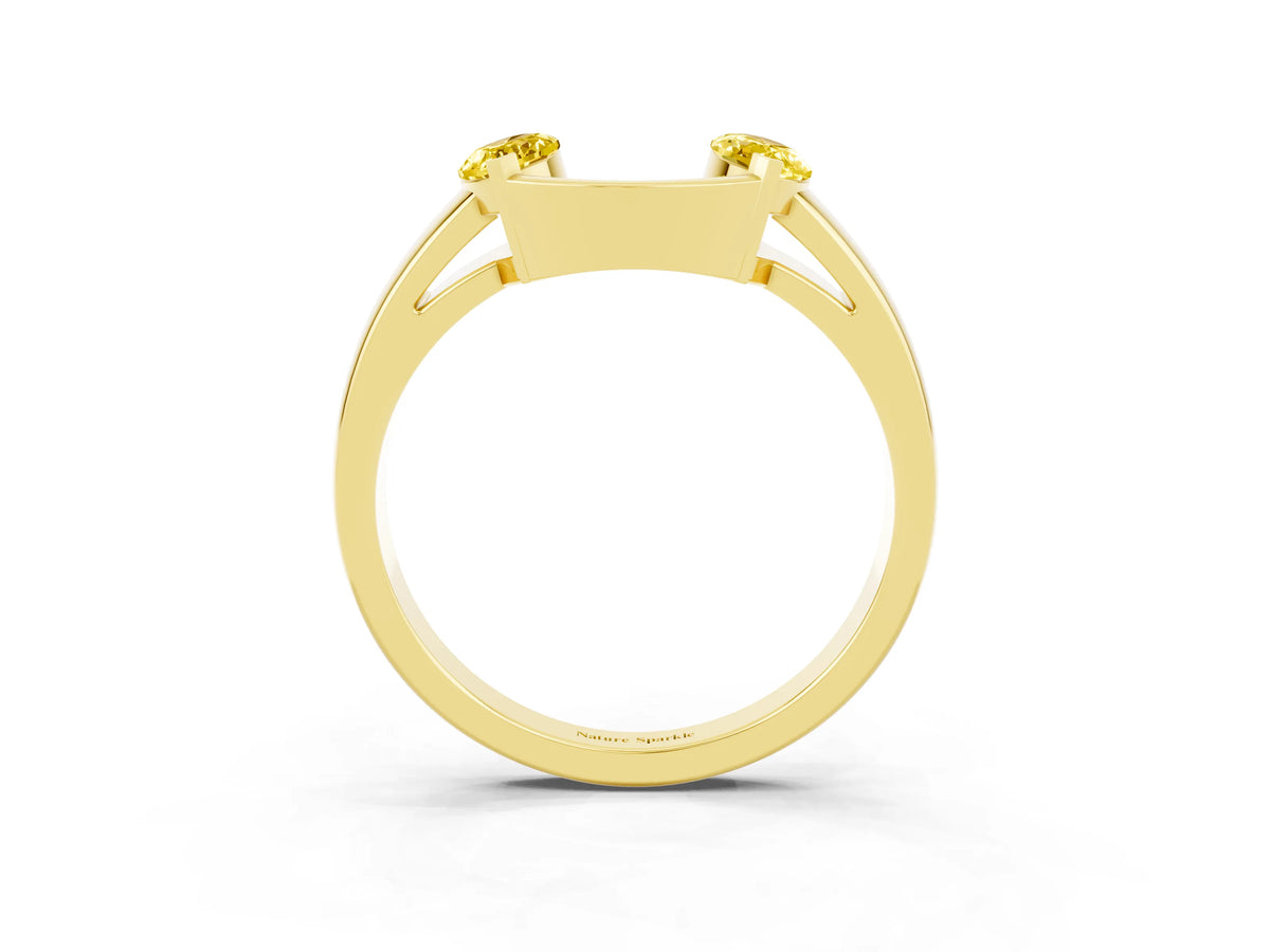 Marquise Yellow Sapphire Open Band Ring in Yellow gold with Tension Setting_3