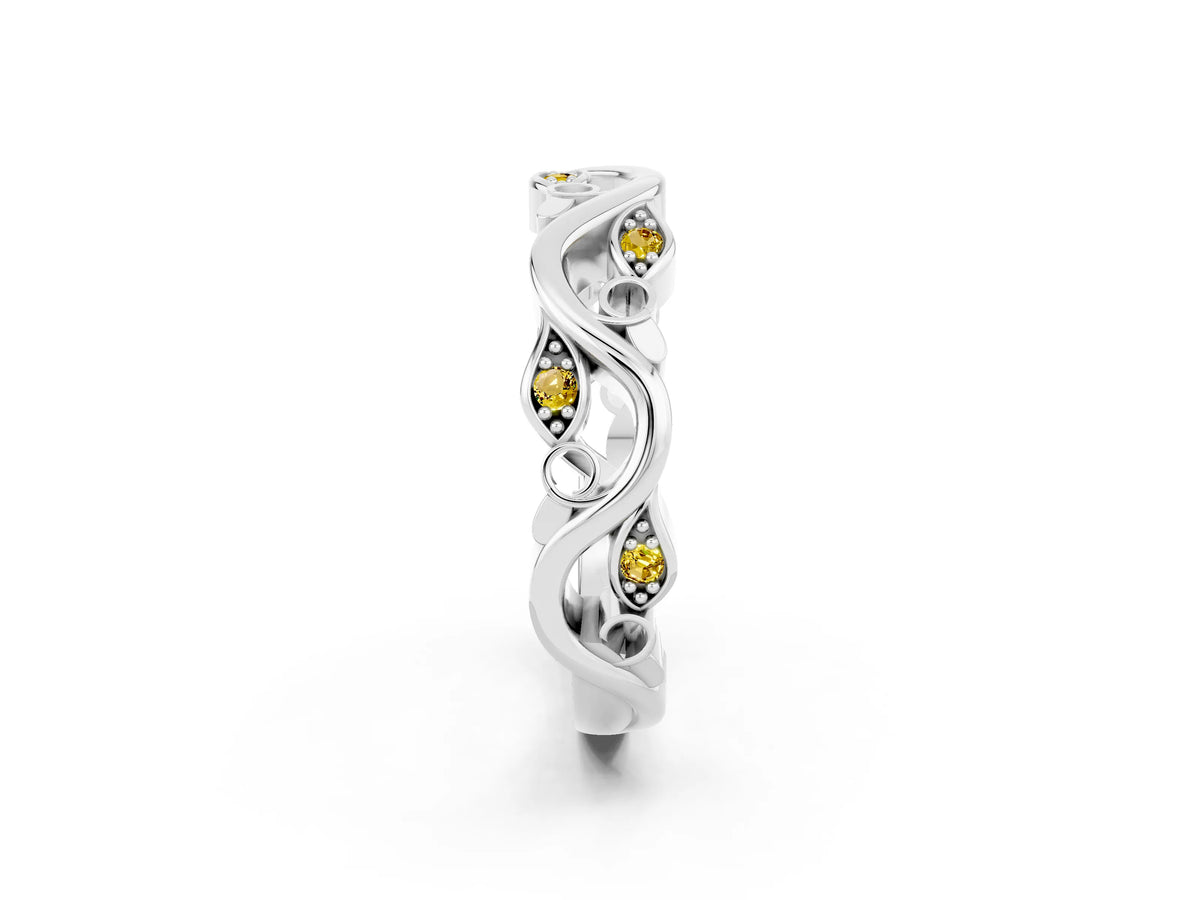Marquise Yellow Sapphire Vine Eternity Band in Platinum with Bezel Setting_2