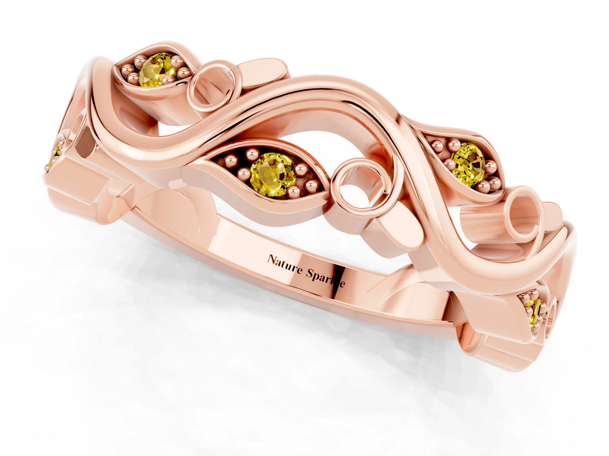 Marquise Yellow Sapphire Vine Eternity Band in Rose gold with Bezel Setting_1