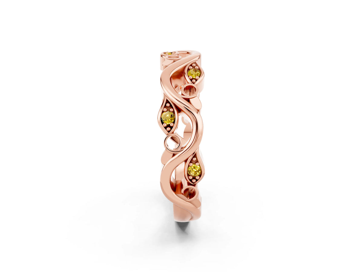 Marquise Yellow Sapphire Vine Eternity Band in Rose gold with Bezel Setting_2