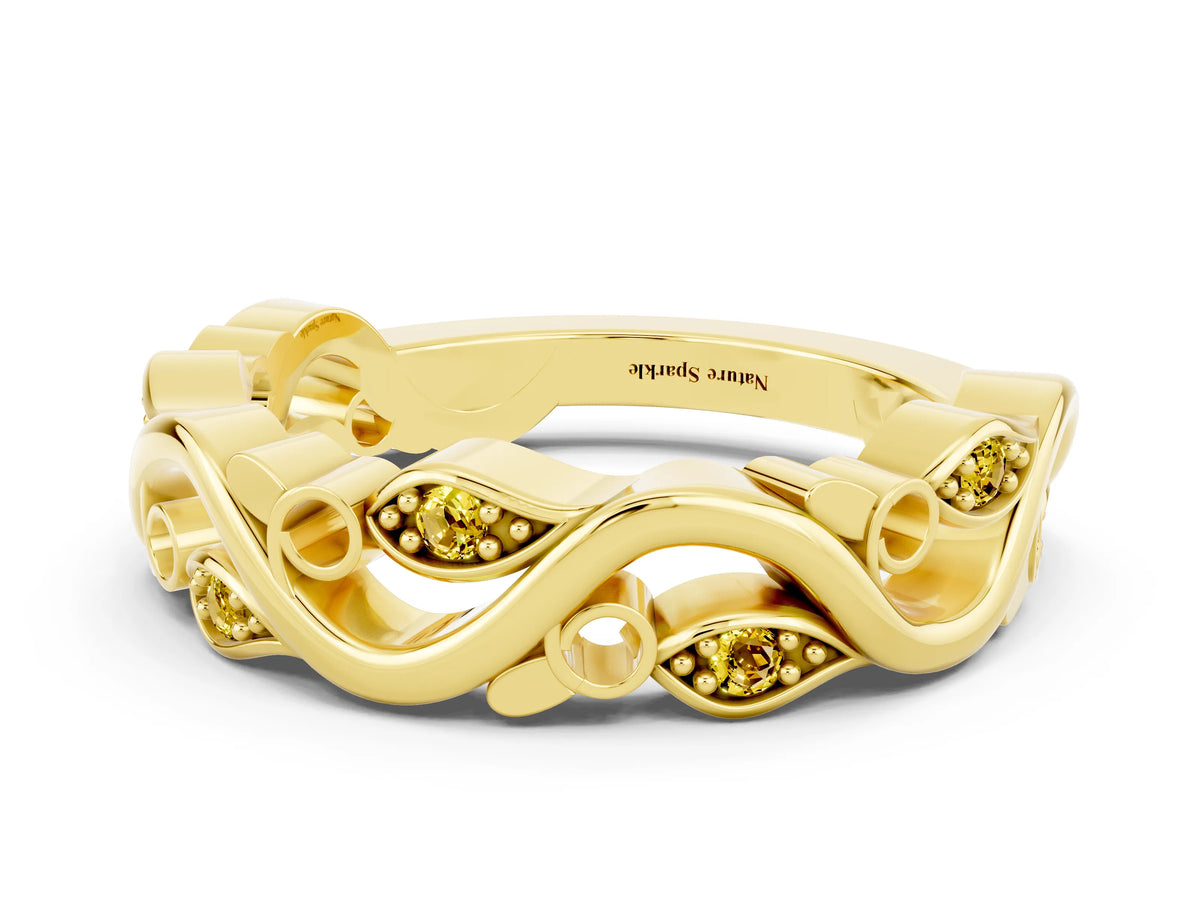 Marquise Yellow Sapphire Vine Eternity Band in Yellow gold with Bezel Setting