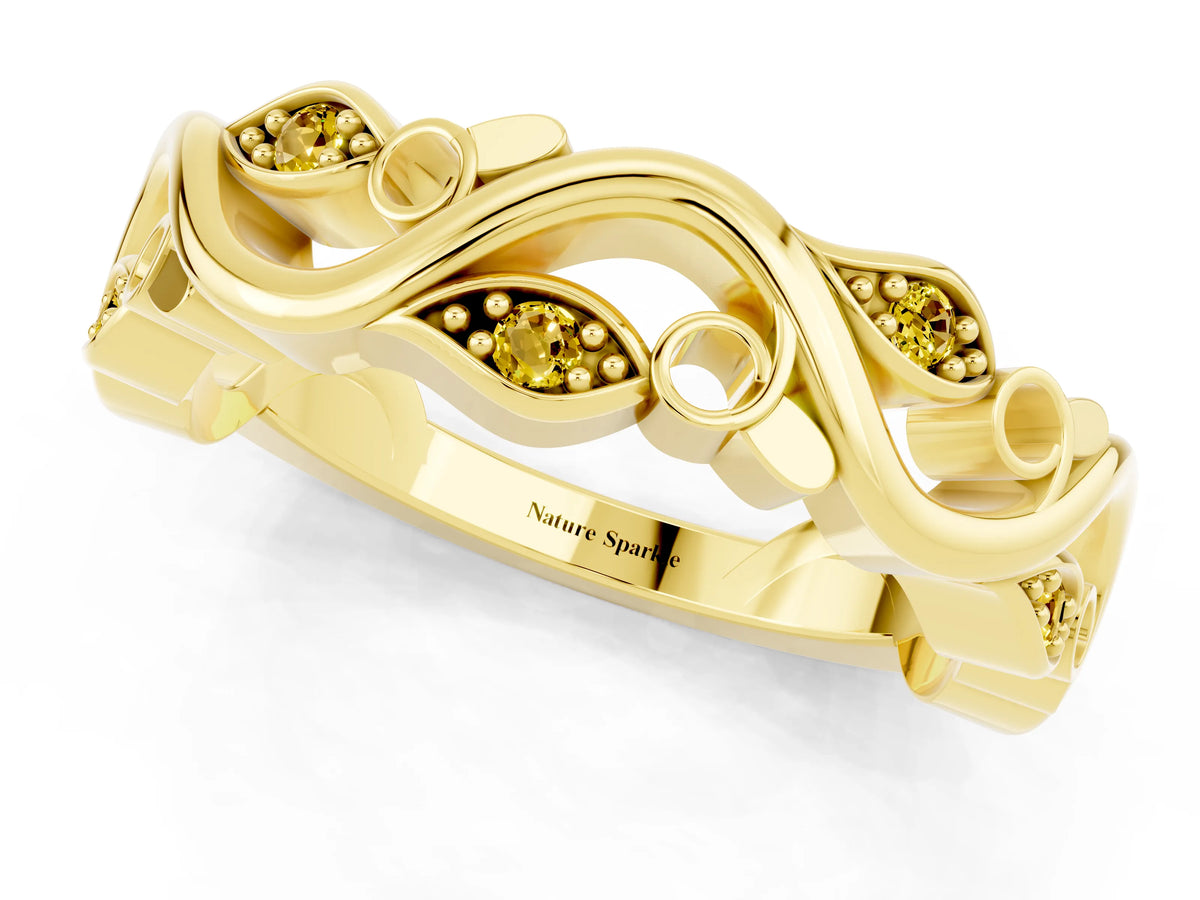 Marquise Yellow Sapphire Vine Eternity Band in Yellow gold with Bezel Setting_1