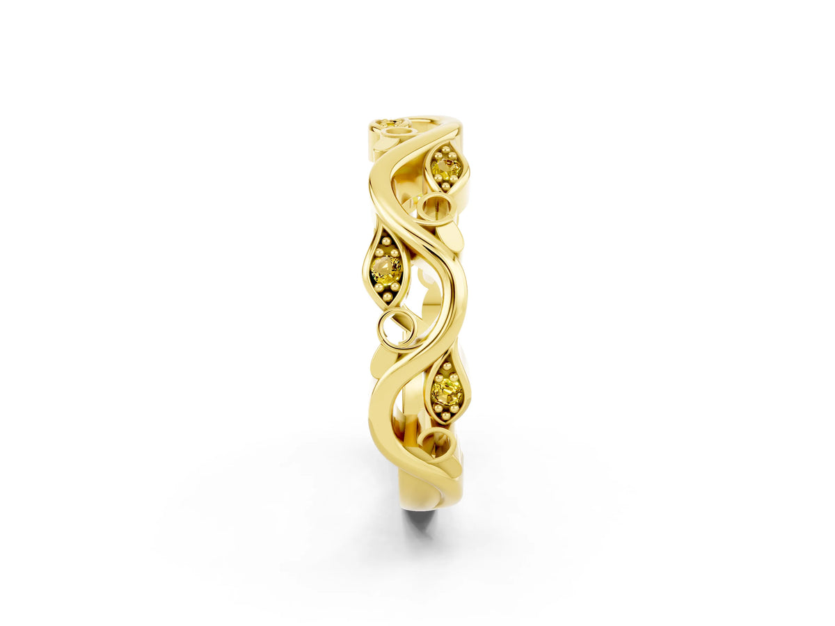Marquise Yellow Sapphire Vine Eternity Band in Yellow gold with Bezel Setting_2