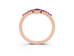 Marquise and Round Amethyst Chevron Band in Rose gold with Prong Setting_3