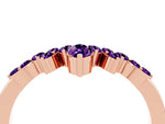 Marquise and Round Amethyst Chevron Band in Rose gold with Prong Setting_4