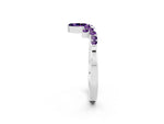 Marquise and Round Amethyst Chevron Band in White gold with Prong Setting_2