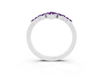 Marquise and Round Amethyst Chevron Band in White gold with Prong Setting_3