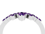 Marquise and Round Amethyst Chevron Band in White gold with Prong Setting_4