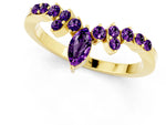 Marquise and Round Amethyst Chevron Band in Yellow gold with Prong Setting_1