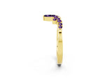 Marquise and Round Amethyst Chevron Band in Yellow gold with Prong Setting_2