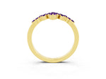 Marquise and Round Amethyst Chevron Band in Yellow gold with Prong Setting_3