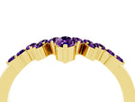 Marquise and Round Amethyst Chevron Band in Yellow gold with Prong Setting_4