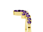 Marquise and Round Amethyst Chevron Band in Yellow gold with Prong Setting_5