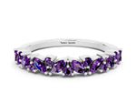 Marquise and Round Amethyst Vine Eternity Band in White gold with Prong Setting