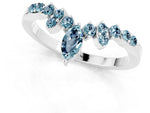 Marquise and Round Aquamarine Chevron Band in Platinum with Prong Setting_1