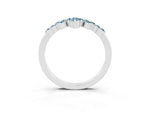 Marquise and Round Aquamarine Chevron Band in Silver with Prong Setting_3
