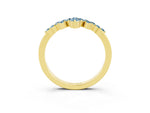 Marquise and Round Aquamarine Chevron Band in Yellow gold with Prong Setting_3