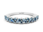 Marquise and Round Aquamarine Vine Eternity Band in Silver with Prong Setting