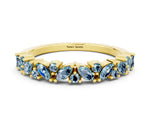 Marquise and Round Aquamarine Vine Eternity Band in Yellow gold with Prong Setting