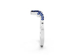Marquise and Round Blue Sapphire Chevron Band in Silver with Prong Setting_2