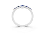 Marquise and Round Blue Sapphire Chevron Band in Silver with Prong Setting_3