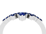 Marquise and Round Blue Sapphire Chevron Band in Silver with Prong Setting_4