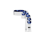 Marquise and Round Blue Sapphire Chevron Band in Silver with Prong Setting_5