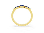 Marquise and Round Blue Sapphire Chevron Band in Yellow gold with Prong Setting_3