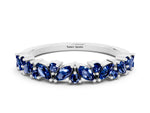 Marquise and Round Blue Sapphire Vine Eternity Band in Silver with Prong Setting