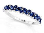 Marquise and Round Blue Sapphire Vine Eternity Band in White gold with Prong Setting_1