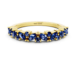 Marquise and Round Blue Sapphire Vine Eternity Band in Yellow gold with Prong Setting