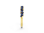 Marquise and Round Blue Sapphire Vine Eternity Band in Yellow gold with Prong Setting_2