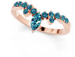 Marquise and Round Blue Topaz Chevron Band in Rose gold with Prong Setting_1