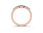 Marquise and Round Blue Topaz Chevron Band in Rose gold with Prong Setting_3
