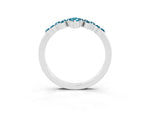 Marquise and Round Blue Topaz Chevron Band in White gold with Prong Setting_3