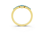 Marquise and Round Blue Topaz Chevron Band in Yellow gold with Prong Setting_3