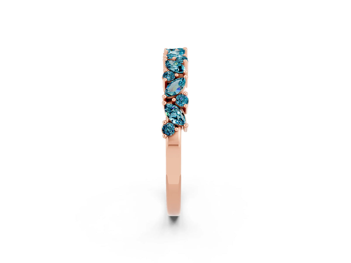 Marquise and Round Blue Topaz Vine Eternity Band in Rose gold with Prong Setting_2